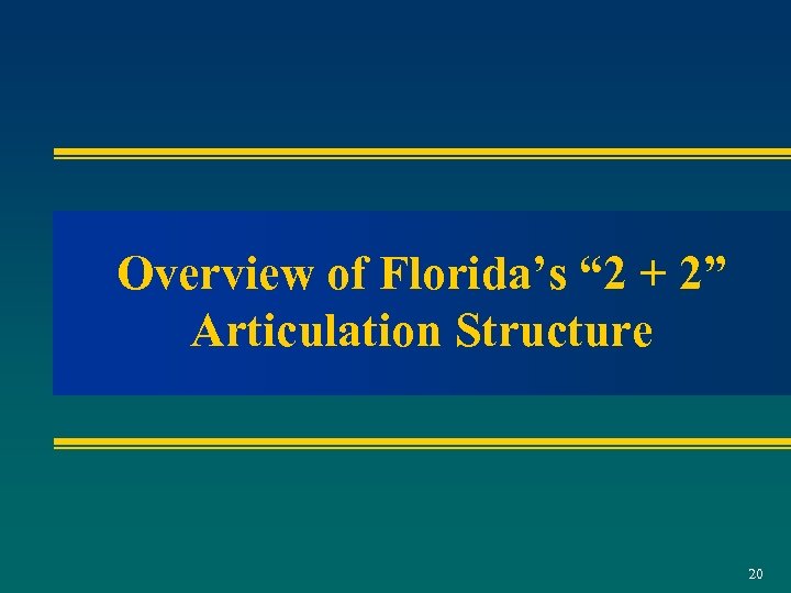 Overview of Florida’s “ 2 + 2” Articulation Structure 20 