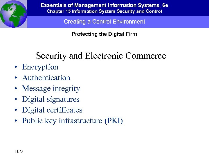 Essentials of Management Information Systems, 6 e Chapter 15 Information System Security and Control