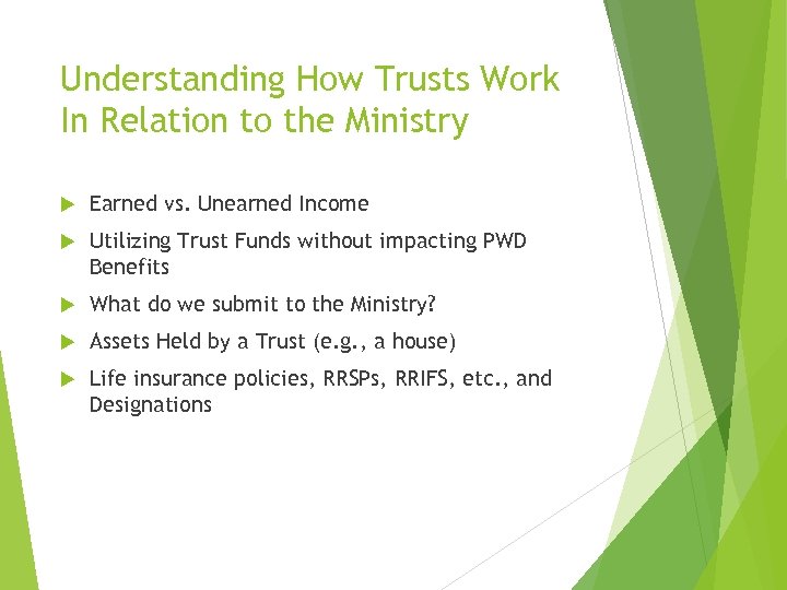 Understanding How Trusts Work In Relation to the Ministry Earned vs. Unearned Income Utilizing