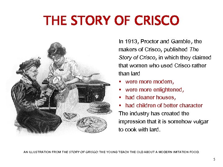 THE STORY OF CRISCO In 1913, Proctor and Gamble, the makers of Crisco, published