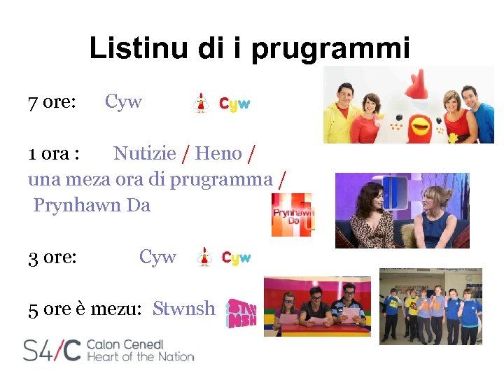 Listinu di i prugrammi 7 ore: Cyw 1 ora : Nutizie / Heno /