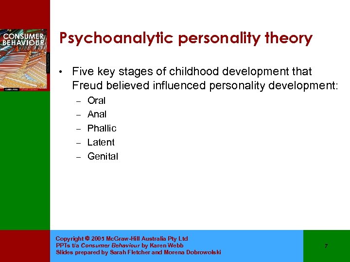 Psychoanalytic personality theory • Five key stages of childhood development that Freud believed influenced