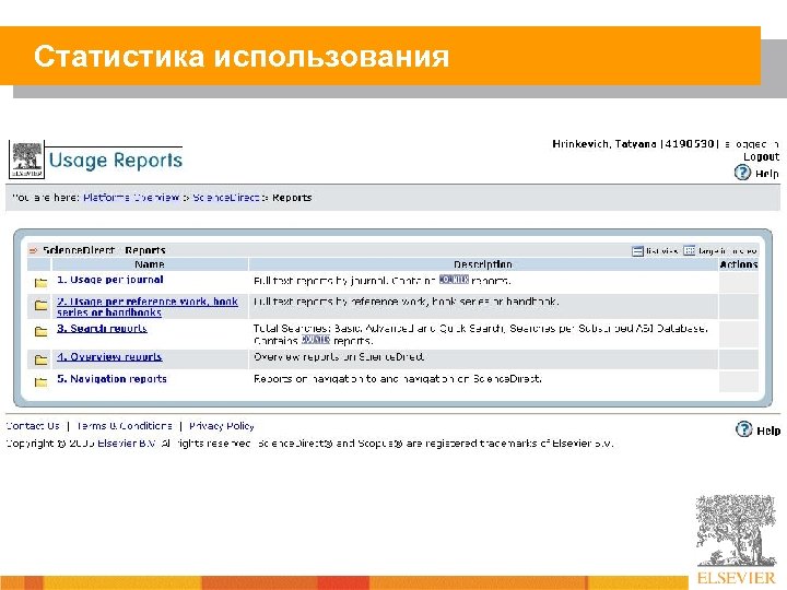 Статистика использования 