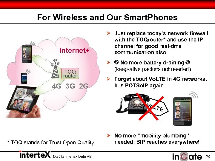 For Wireless and Our Smart. Phones Internet+ Ø Just replace today’s network firewall with