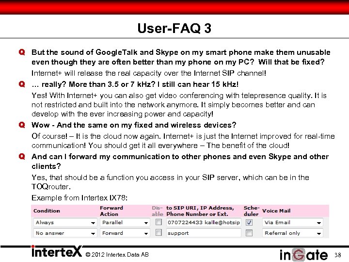 User-FAQ 3 Q But the sound of Google. Talk and Skype on my smart