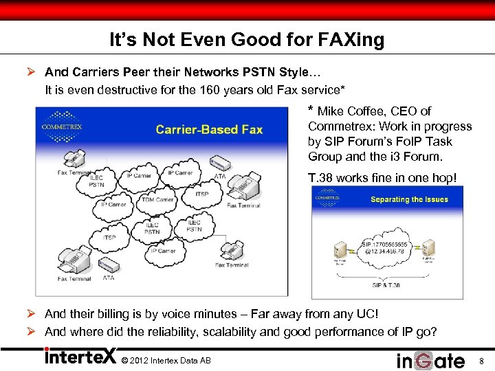 It’s Not Even Good for FAXing Ø And Carriers Peer their Networks PSTN Style…