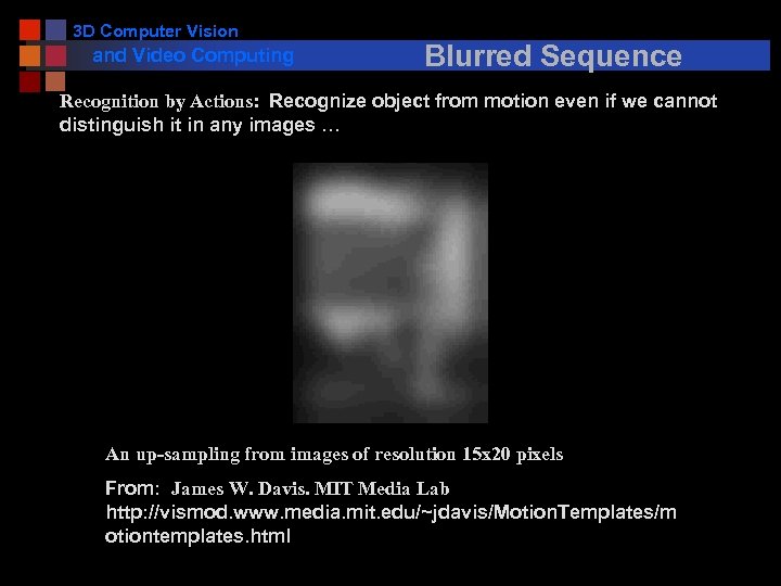 3 D Computer Vision and Video Computing Blurred Sequence Recognition by Actions: Recognize object