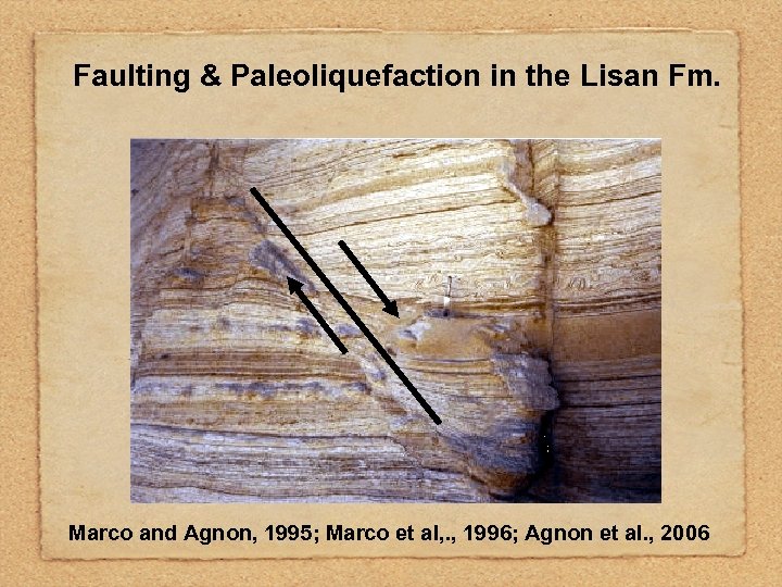 Faulting & Paleoliquefaction in the Lisan Fm. Marco and Agnon, 1995; Marco et al,