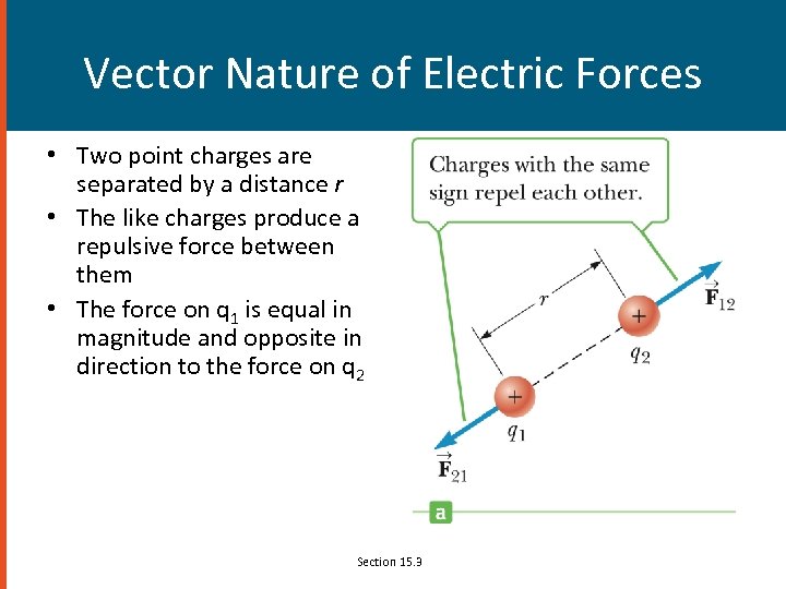 Vector Nature of Electric Forces • Two point charges are separated by a distance