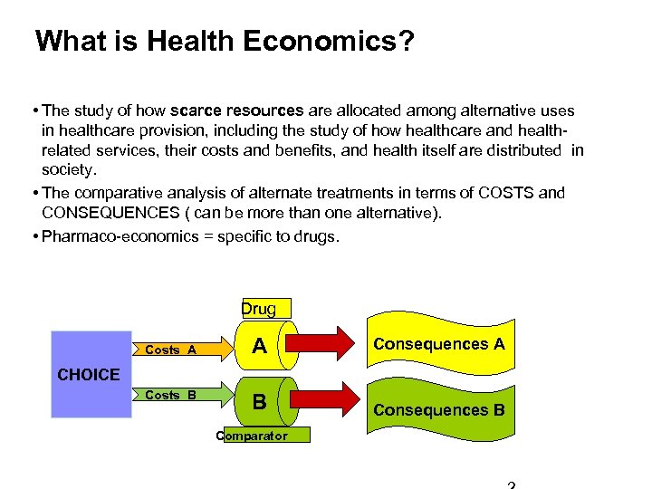 What is Health Economics? • The study of how scarce resources are allocated among