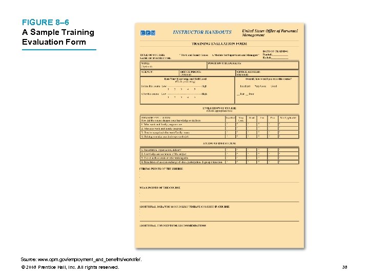 FIGURE 8– 6 A Sample Training Evaluation Form Source: www. opm. gov/employment_and_benefits/worklife/. © 2008