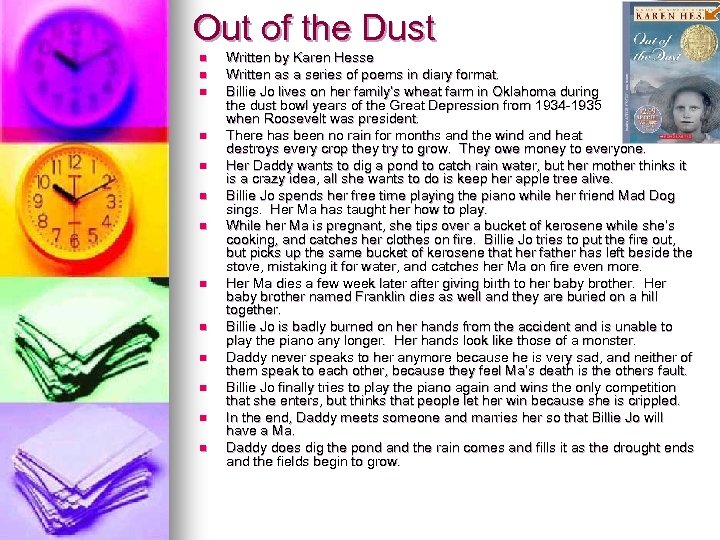 Out of the Dust n n n n Written by Karen Hesse Written as