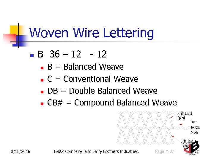 Woven Wire Lettering n B 36 – 12 - 12 n n 3/18/2018 B