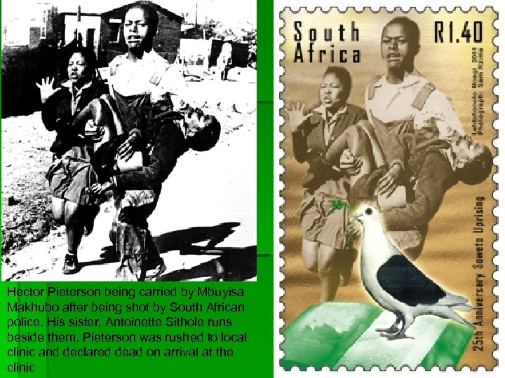 Hector Pieterson being carried by Mbuyisa Makhubo after being shot by South African police.