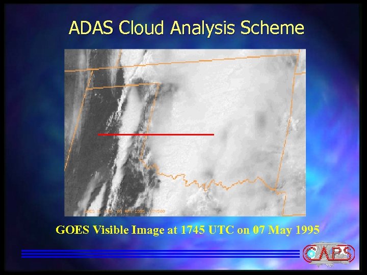 ADAS Cloud Analysis Scheme GOES Visible Image at 1745 UTC on 07 May 1995