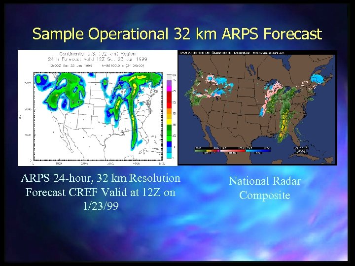 Sample Operational 32 km ARPS Forecast ARPS 24 -hour, 32 km Resolution Forecast CREF