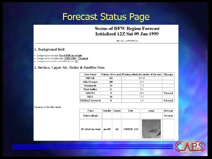 Forecast Status Page 