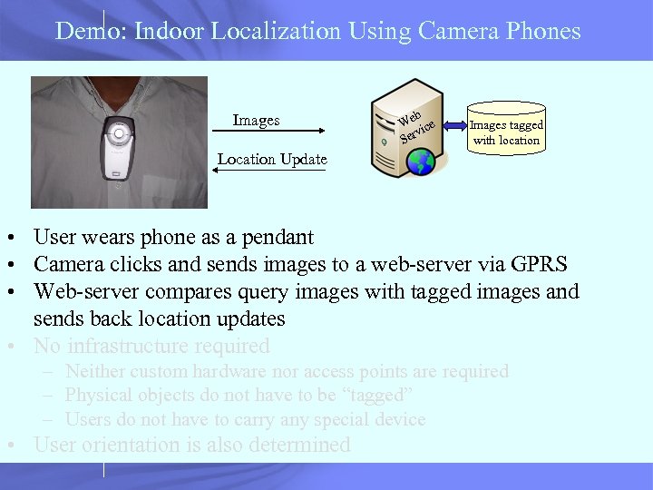 Demo: Indoor Localization Using Camera Phones Images b We ice v Ser Images tagged