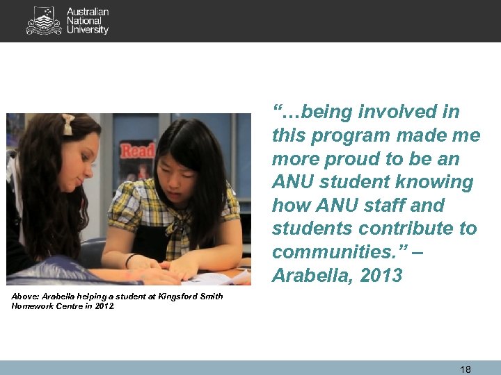 “…being involved in this program made me more proud to be an ANU student