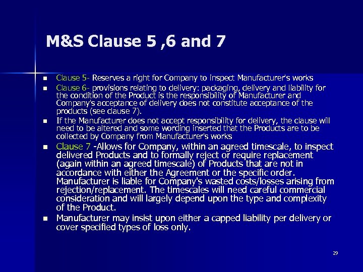 M&S Clause 5 , 6 and 7 n n n Clause 5 - Reserves