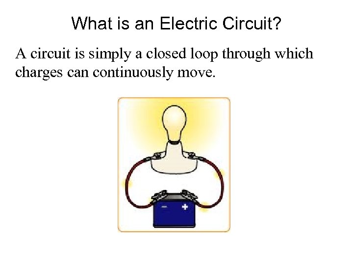 What is an Electric Circuit? A circuit is simply a closed loop through which