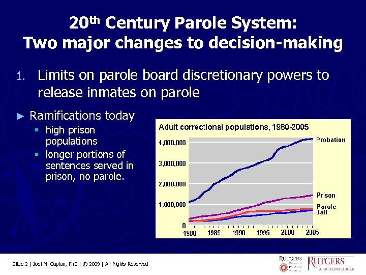 20 th Century Parole System: Two major changes to decision-making 1. ► Limits on