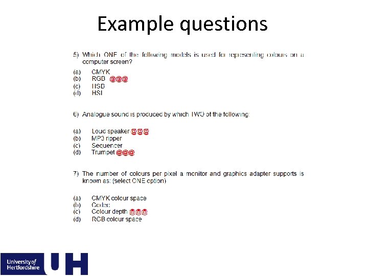 Example questions 12 