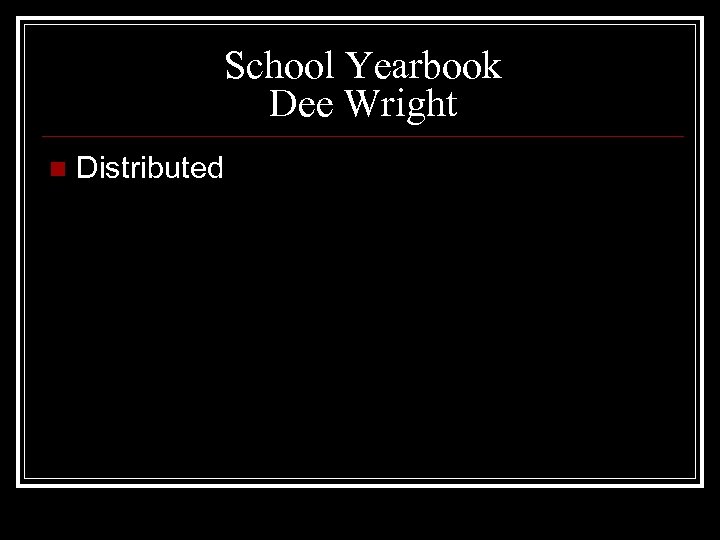 School Yearbook Dee Wright n Distributed 