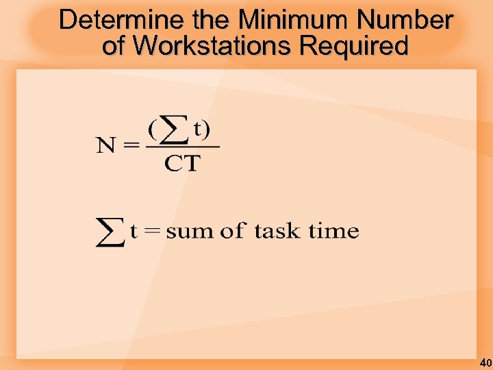 Determine the Minimum Number of Workstations Required 40 