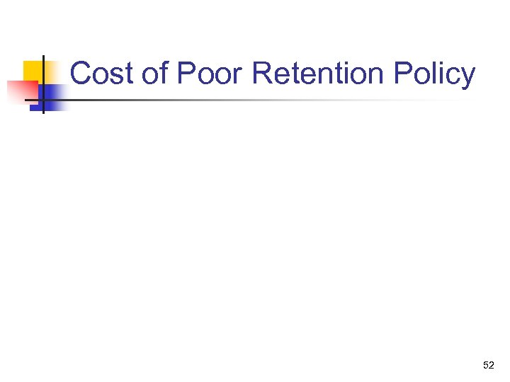 Cost of Poor Retention Policy 52 