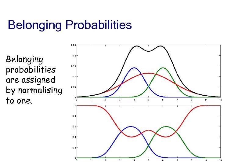 Belonging Probabilities Belonging probabilities are assigned by normalising to one. 