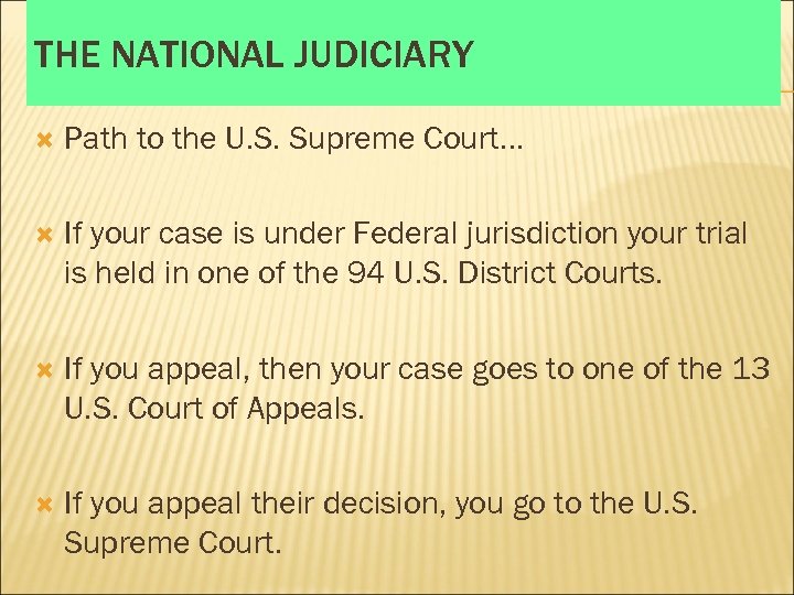 THE NATIONAL JUDICIARY Path to the U. S. Supreme Court… If your case is