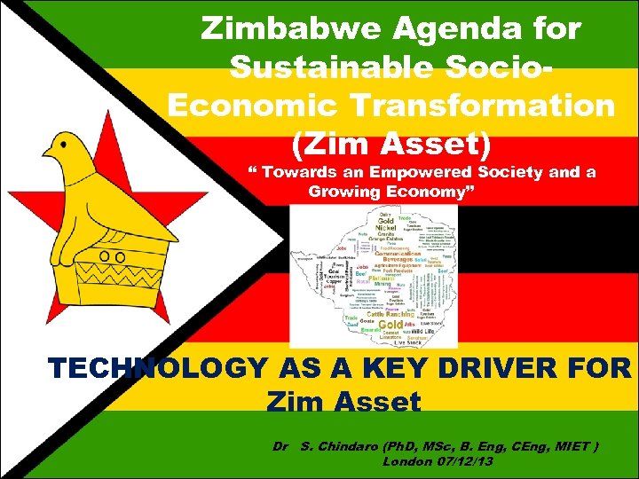 Zimbabwe Agenda for Sustainable Socio. Economic Transformation (Zim Asset) “ Towards an Empowered Society