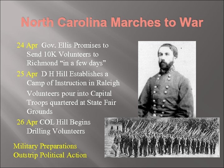 North Carolina Marches to War 24 Apr Gov. Ellis Promises to Send 10 K