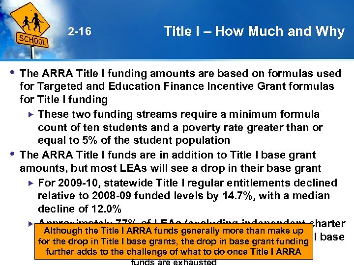2 -16 Title I – How Much and Why The ARRA Title I funding