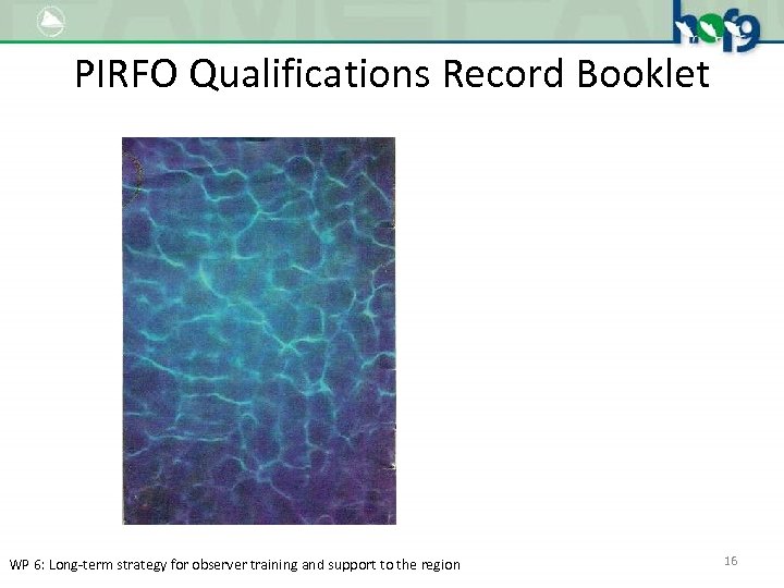 PIRFO Qualifications Record Booklet WP 6: Long-term strategy for observer training and support to
