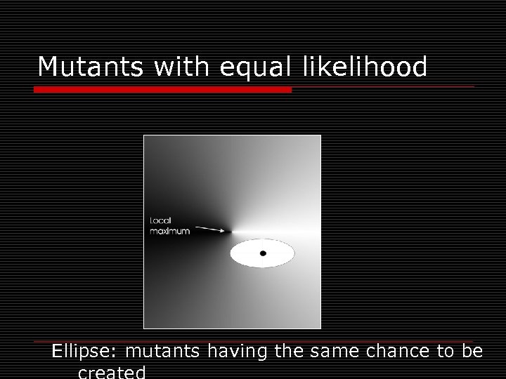 Mutants with equal likelihood Ellipse: mutants having the same chance to be 