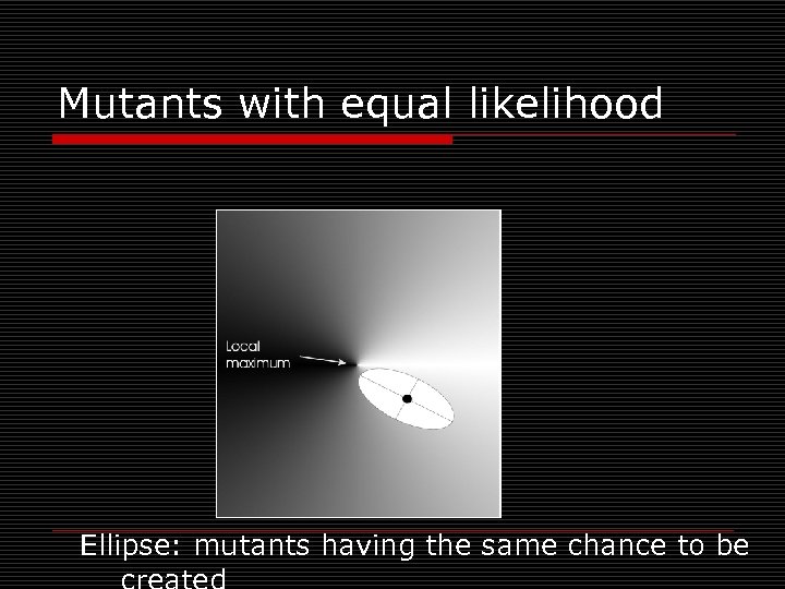 Mutants with equal likelihood Ellipse: mutants having the same chance to be 