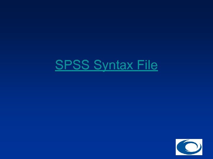 SPSS Syntax File 
