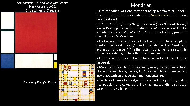 Composition with Red, Blue, and Yellow. Piet Mondrian, 1930. Oil on canvas, 1’ 6”