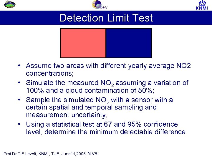 Detection Limit Test • Assume two areas with different yearly average NO 2 concentrations;