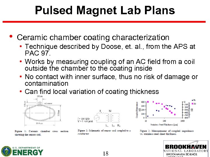 Pulsed Magnet Lab Plans • Ceramic chamber coating characterization • Technique described by Doose,