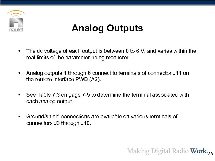 Analog Outputs • The dc voltage of each output is between 0 to 6
