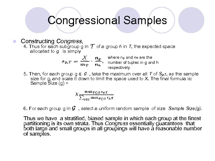 Congressional Samples l Constructing Congress, 4. Thus for each subgroup g in allocated to