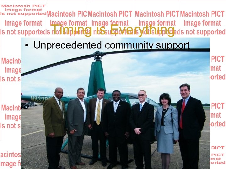 Timing is Everything • Unprecedented community support 