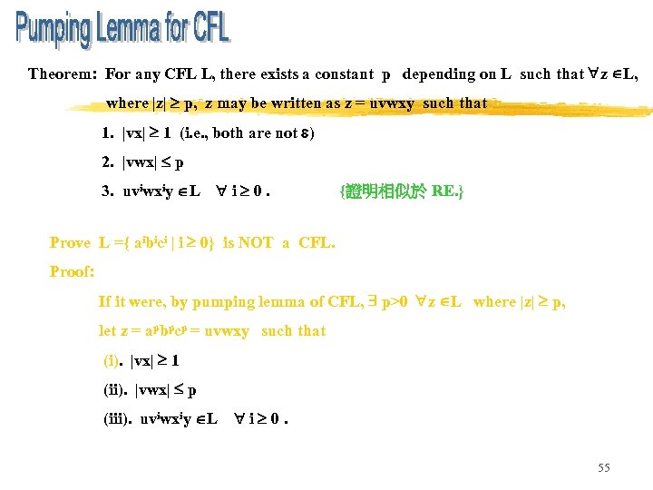 Theorem: For any CFL L, there exists a constant p depending on L such