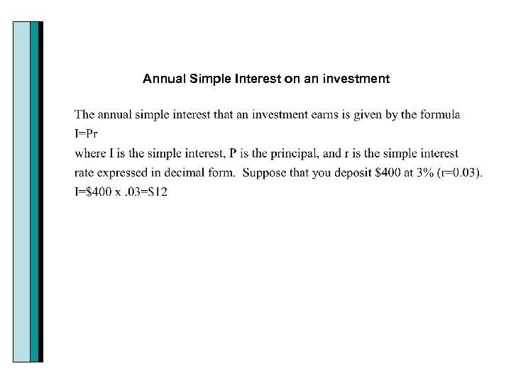 Annual Simple Interest on an investment 