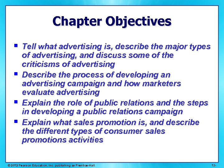 Chapter Objectives § § Tell what advertising is, describe the major types of advertising,