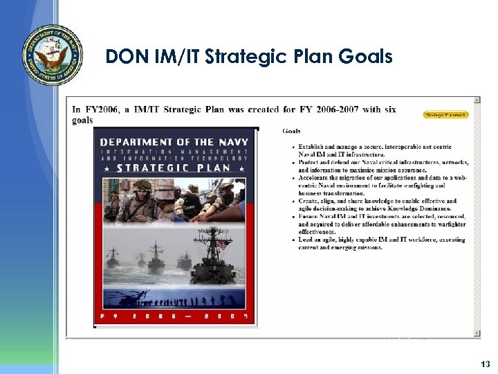 DON IM/IT Strategic Plan Goals 13 