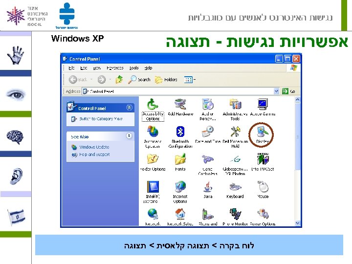  אפשרויות נגישות - תצוגה לוח בקרה < תצוגה קלאסית < תצוגה Windows XP
